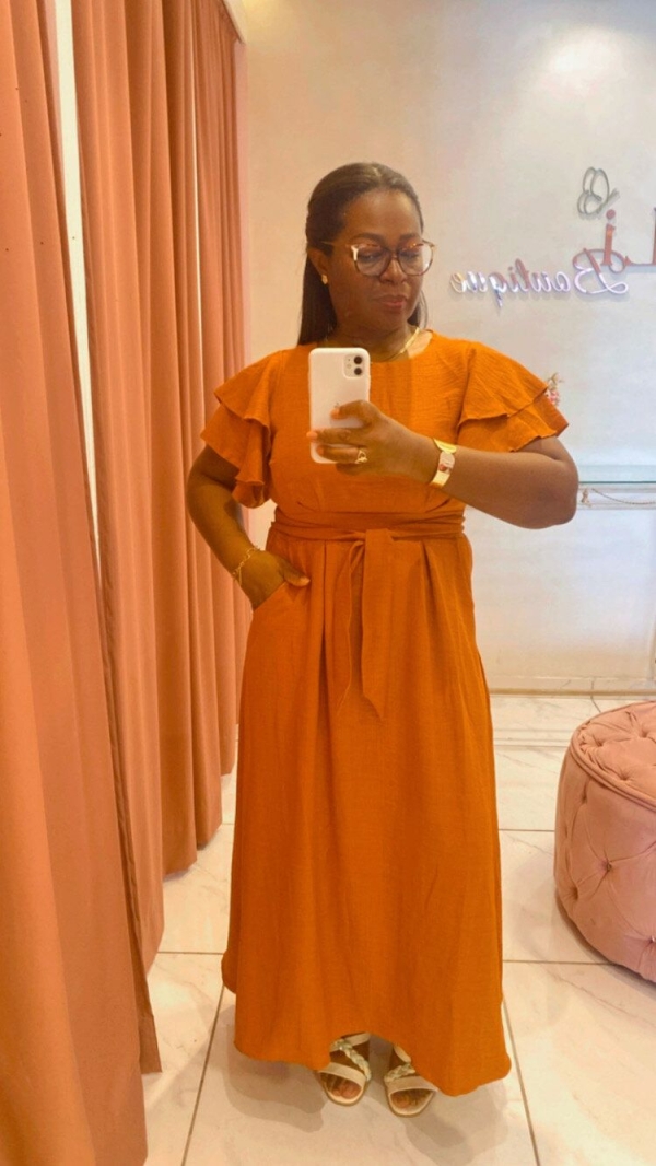 Vestido Manga Babado – Terracota